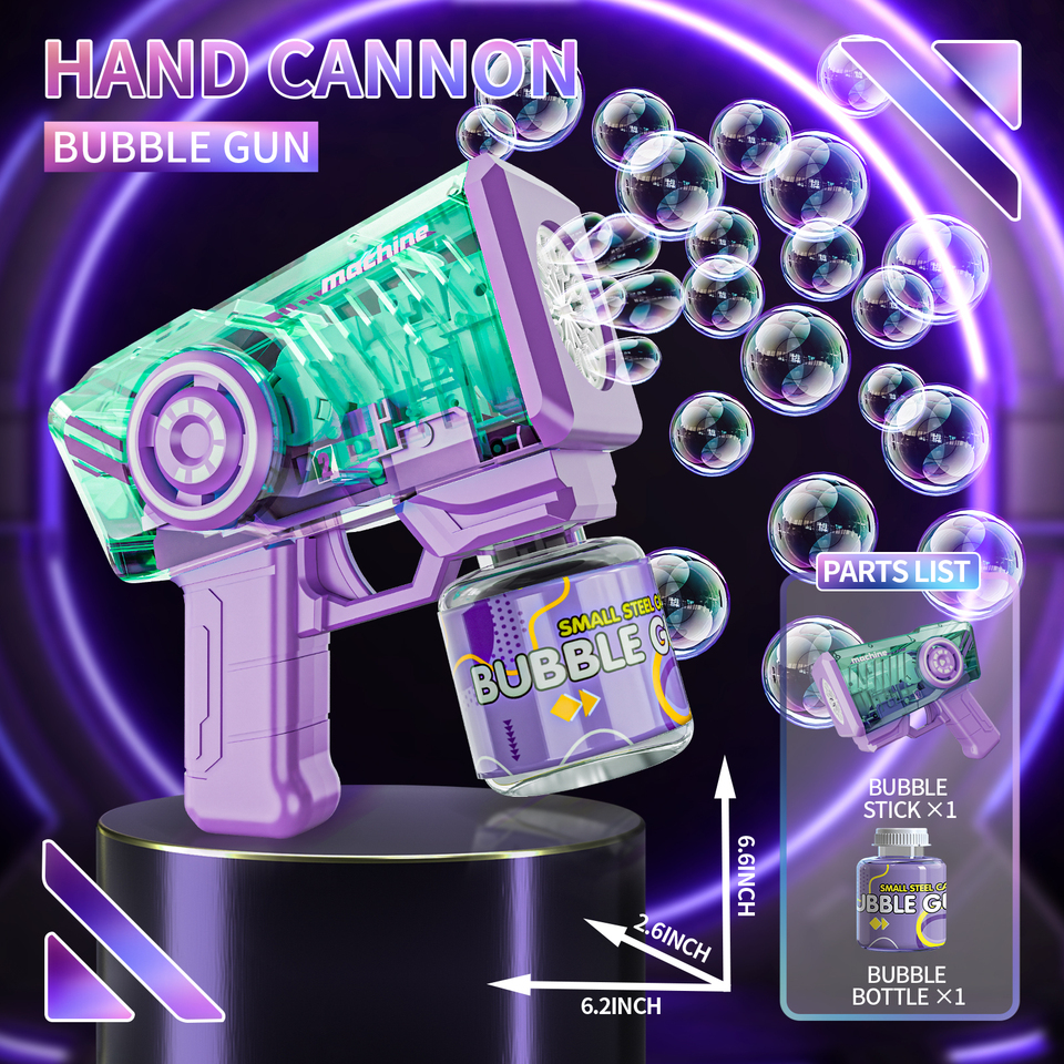 Bubble Gun Toys With LED Lights Automatic Bubble Machine Bubbles Wands Mechanical Blaster Bubble Outdoor Party For Kids