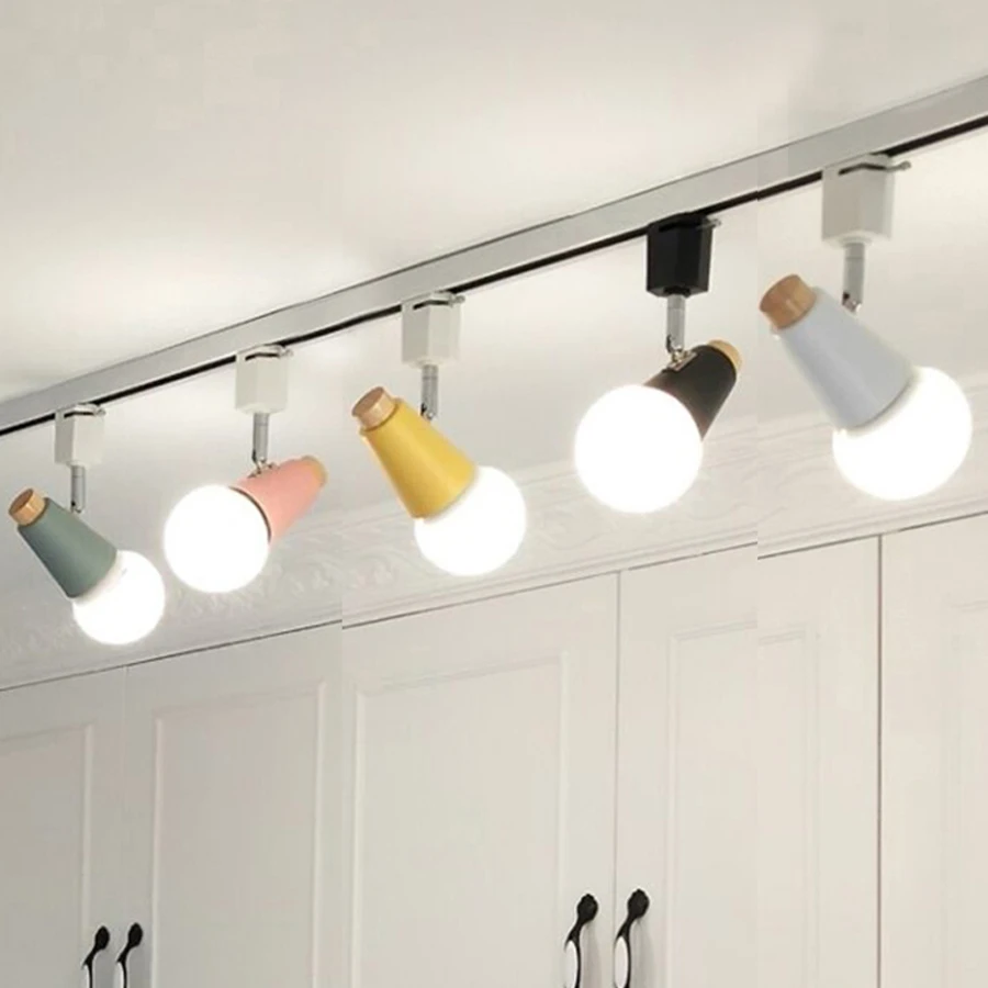 Luces LED de madera, foco de techo 3 colores, lámparas de riel para sala de estar, dormitorio, cocina, decoración, 12W| | - AliExpress