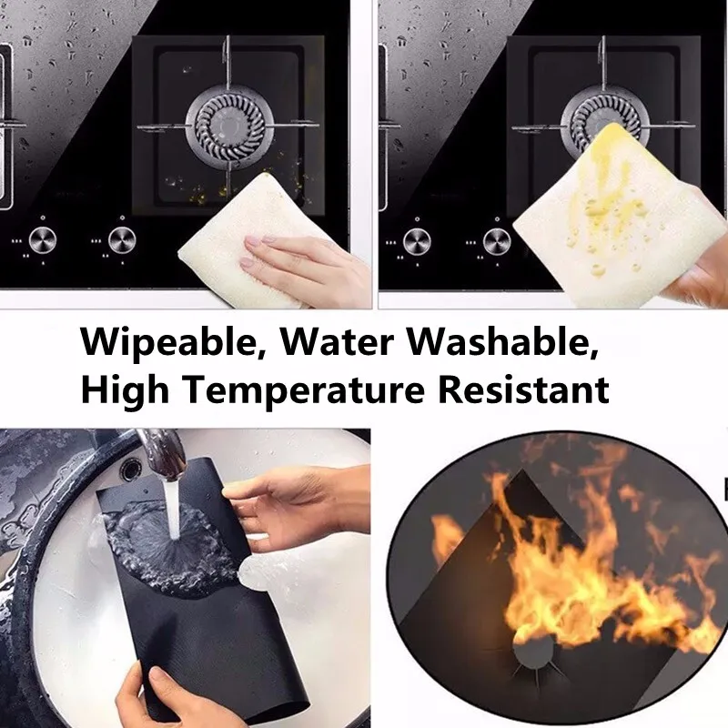 1/4PC Stove Protector Cover Liner Gas Stovetop Burner Kitchen Accessories Mat Cooker Cover