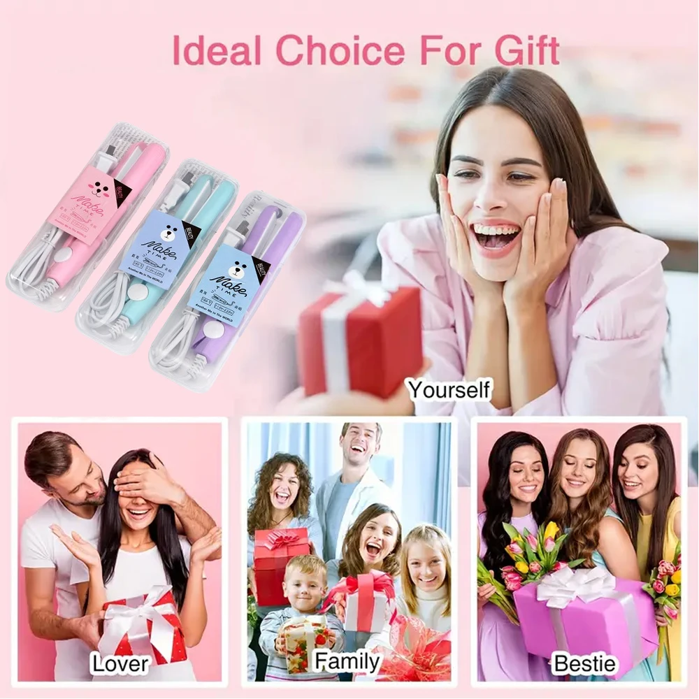 New Travel Hair Styling Tool Mini Hair Straightener Small Power Curling Irons Girls Air Bangs Portable Gift Splint Flat Iron 5