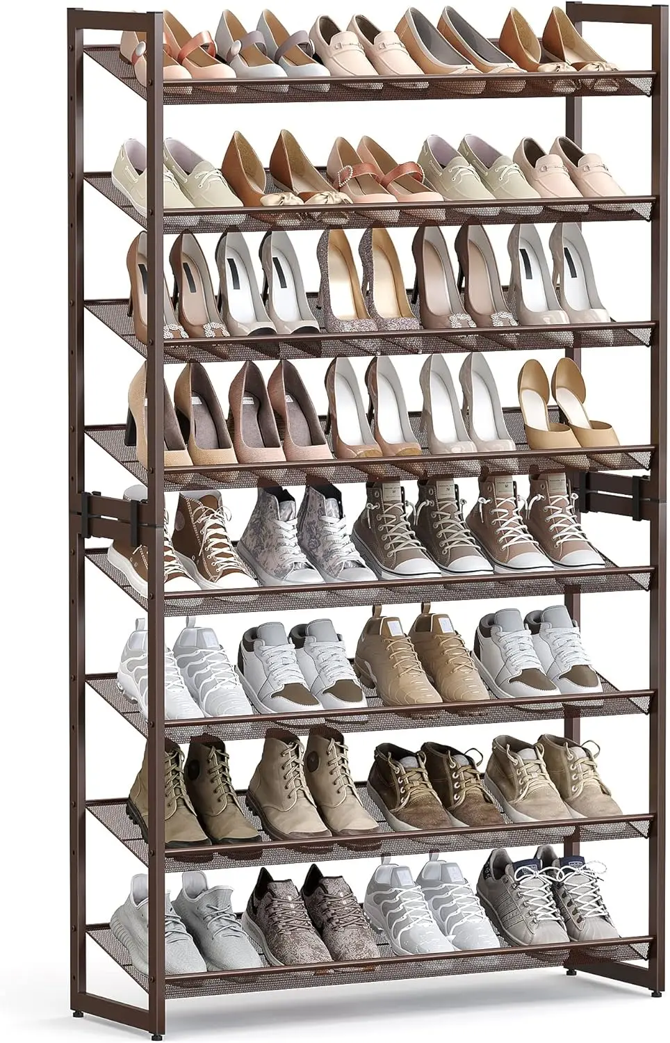 

8-Tier Shoe Organizer, Metal Shoe Storage for Garage, Entryway, Set of 2 4-Tier Stackable Shoe Shelf