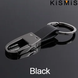 Sleek Minimalist Leather Keychain - Elegant Key Holder with Premium Stitching (Black)