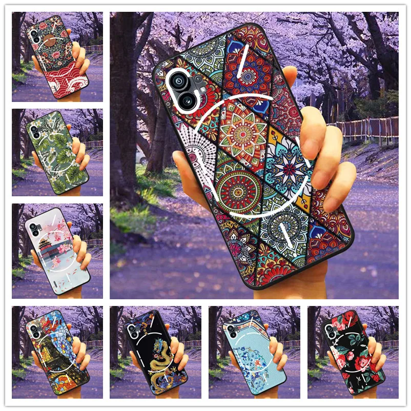 For Nothing Phone 2 Phone1 Case 3d Retro Emboss Relief Silicone Funda 