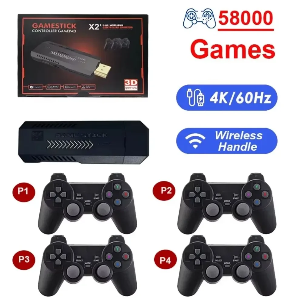 Game console X2 GD10 Pro 4K Retro Game Console 2.4G Dual Wireless 256GB 30000+ Games for PS1/N64/PSP Portable TV Gaming Stick