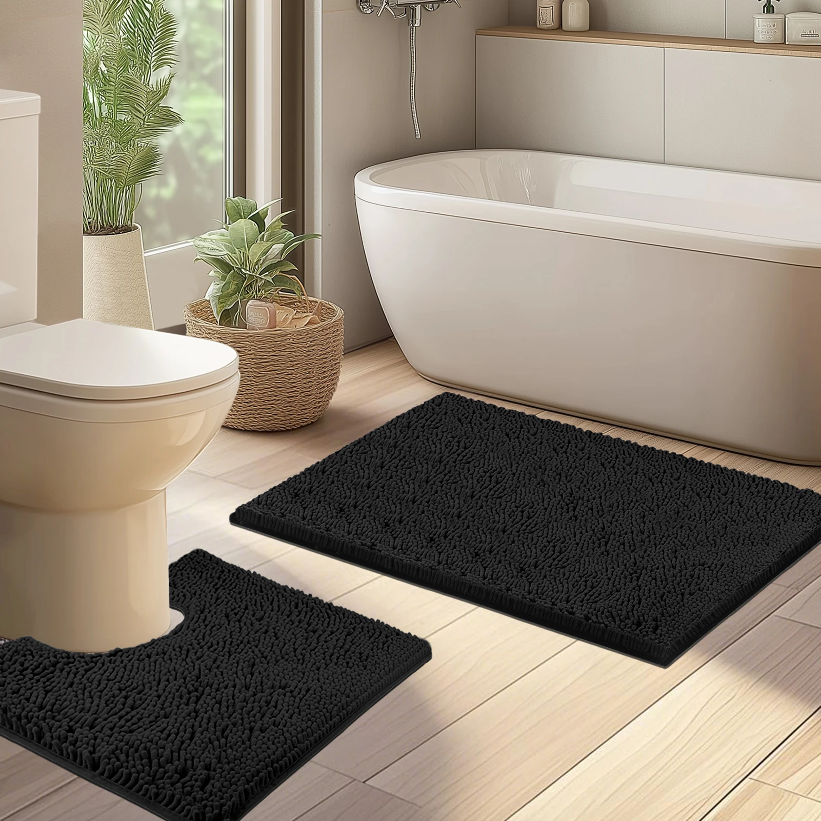 Tappeti da bagno morbidi blu - Assorbenti e antiscivolo - Set da 2 per l'ingresso, il bagno e i servizi igienici - 40x60cm | Leroy Merlin