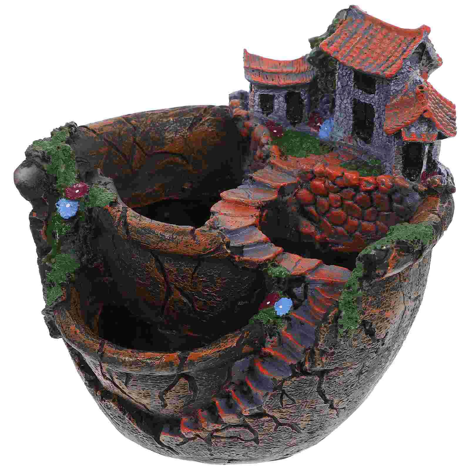 

Micro Landscape Artificial Flowers Succulent Plants Pot Tiny Creative Flower Pot Holders Hanging Garden Design Sweet House