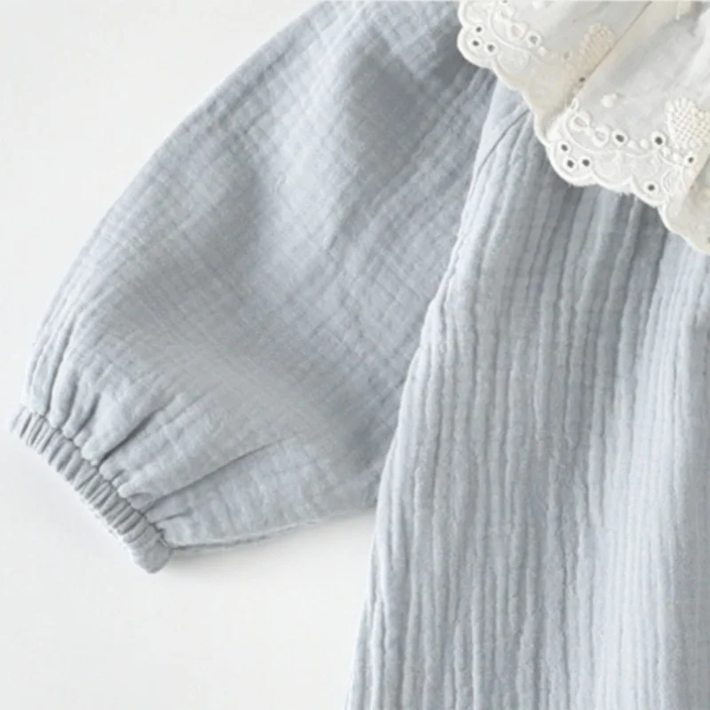 Frühling 0-2J Babykleidung Langarm Reine Baumwolle Neugeborenen-Strampler Babykleidung für Mädchen Koreanische Version Spitzenkragen-Strampler – Detail 4
