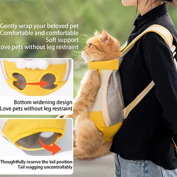 Portable Dog Carrier Backpack Hands-Free Pet Travel Bag with Adjustable Straps Breathable Front and Back Cat Carrier for 4
