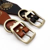 Leather Large Dog Collar Pitbull Spiked Studded Collars for Medium Large Big Dogs Genuine Leather Durable Pet Collar Brown 3