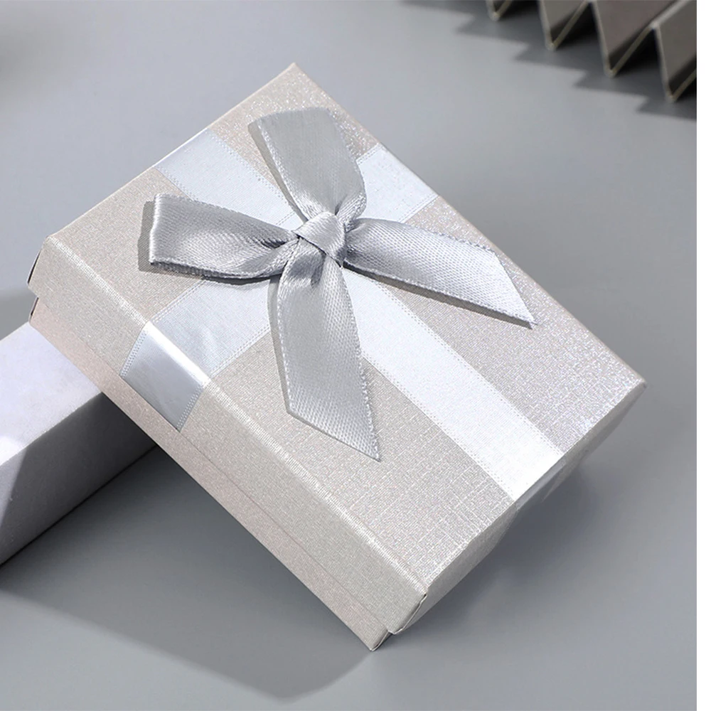 20pcs/Lot Bulk Rings Storage Box DIY Luxurious Bow Double Rings Case 7x9x3cm Coffee Purple Cardboard Jewelry Boxes With Sponge