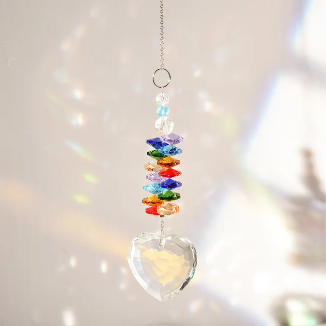 Crystal Suncatcher Fa Otthoni Medál Dekoráció Szívgolyók Prizma Szivárványkészítő Kerti Napsütő Üldöző Színes Gyöngyökkel - Image 4