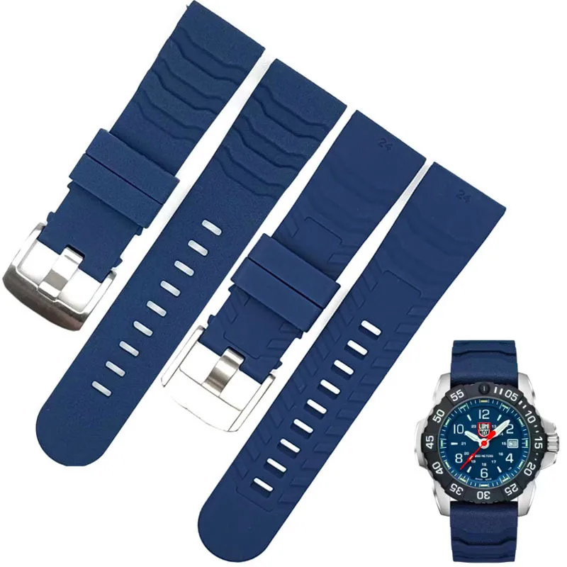 Cinturino In Gomma Fluorurata 24Mm Per Luminox Xs3749 3789 3741 3745 Cinturino In Silicone Impermeabile Da Uomo Accessori Per Orologi Con Logo