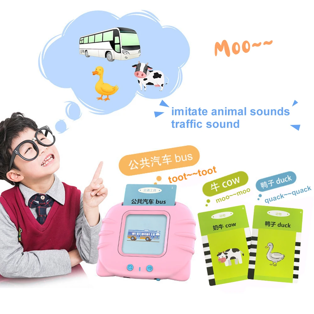 448 words early educational flash cards Chinese & English pronunciation Card Reader fruit abc letter learning Toys for kid baby