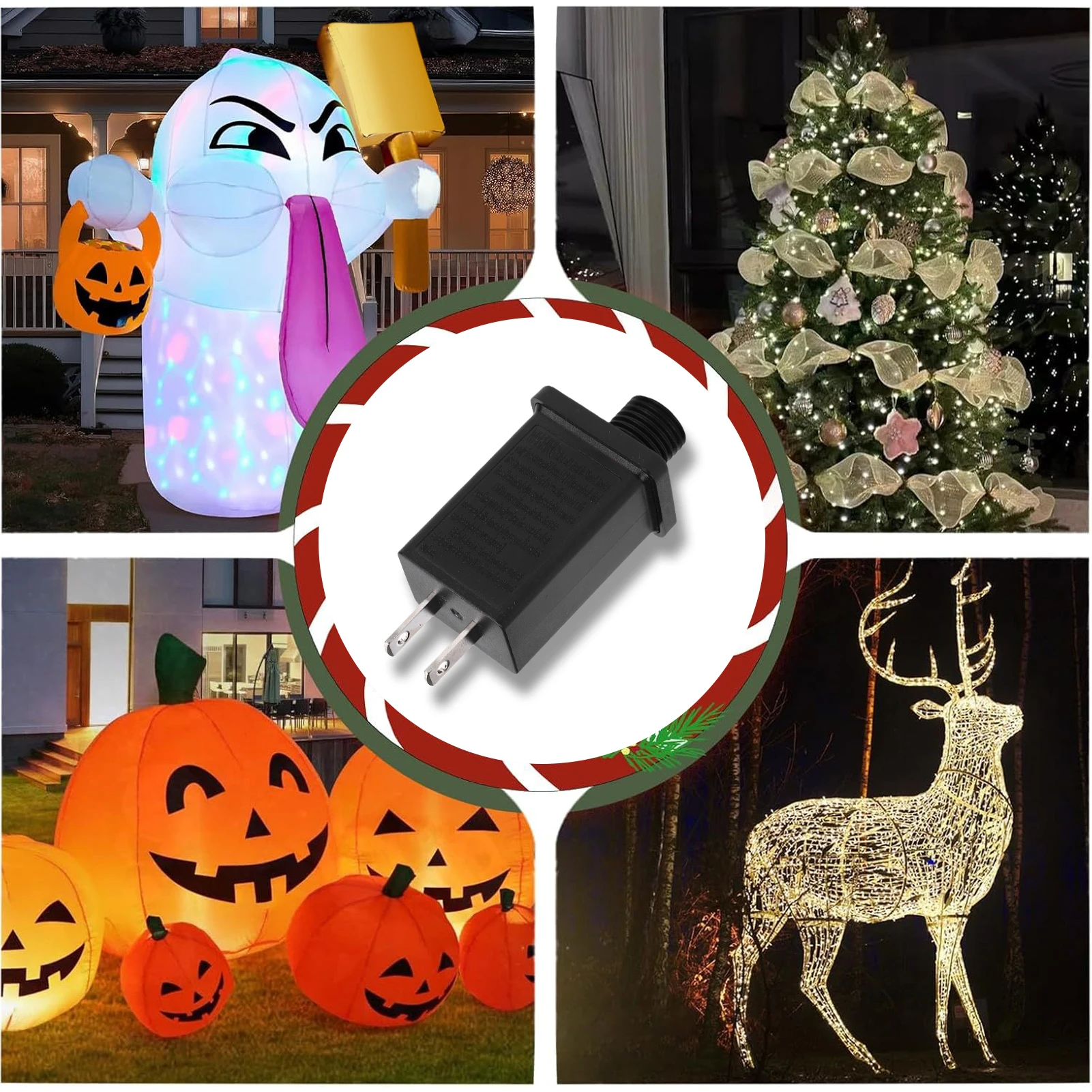 2Pcs Replacement Yard Inflatable Adapter 1A Class 2 Power Supply with 9.84ft Extension Cord 60Hz Water Proof Plug for LED Light