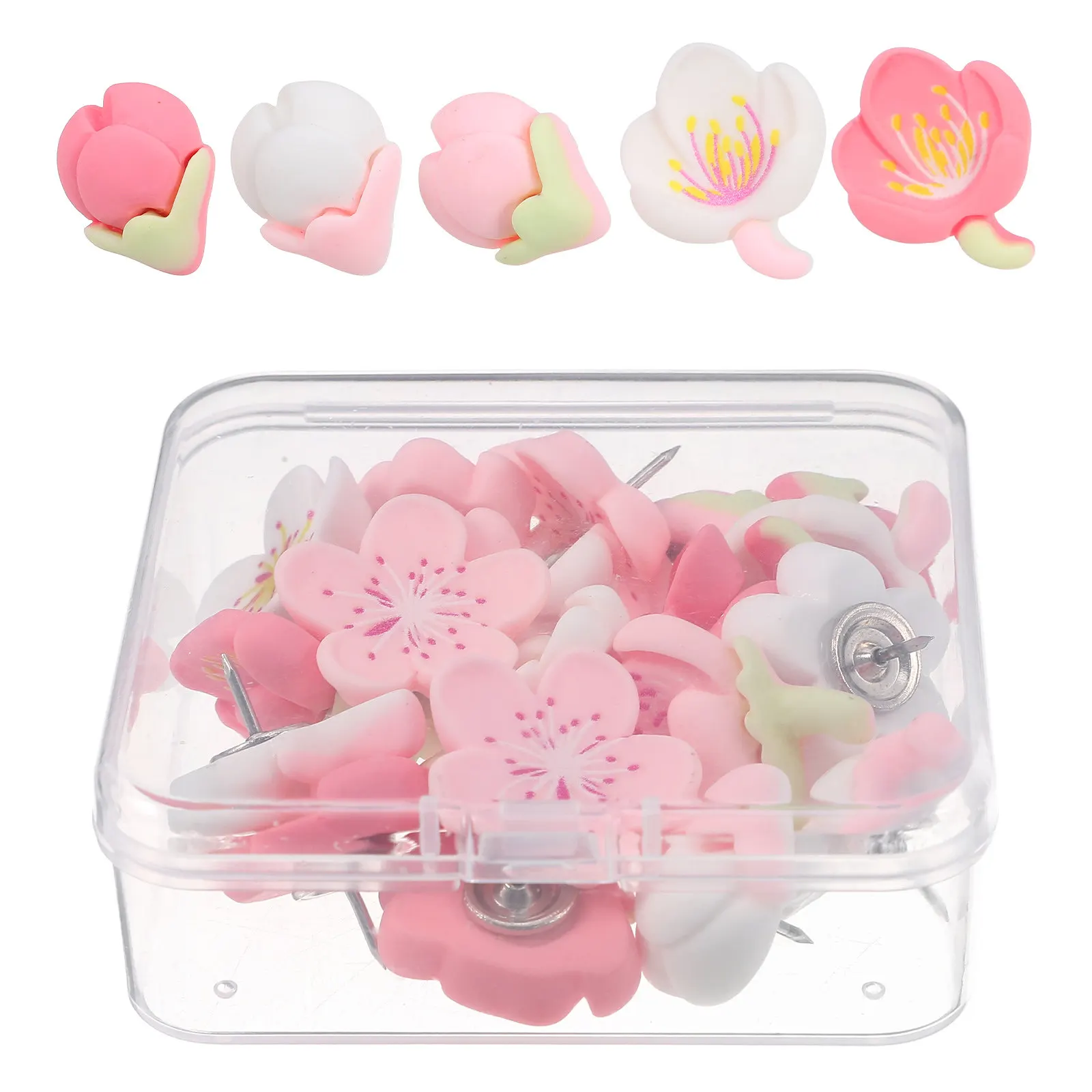 20Pcs 섬세한 꽃 모양의 압정 코르크 보드용 푸시핀 창의적인 사무실 교실 벽 장식 압정