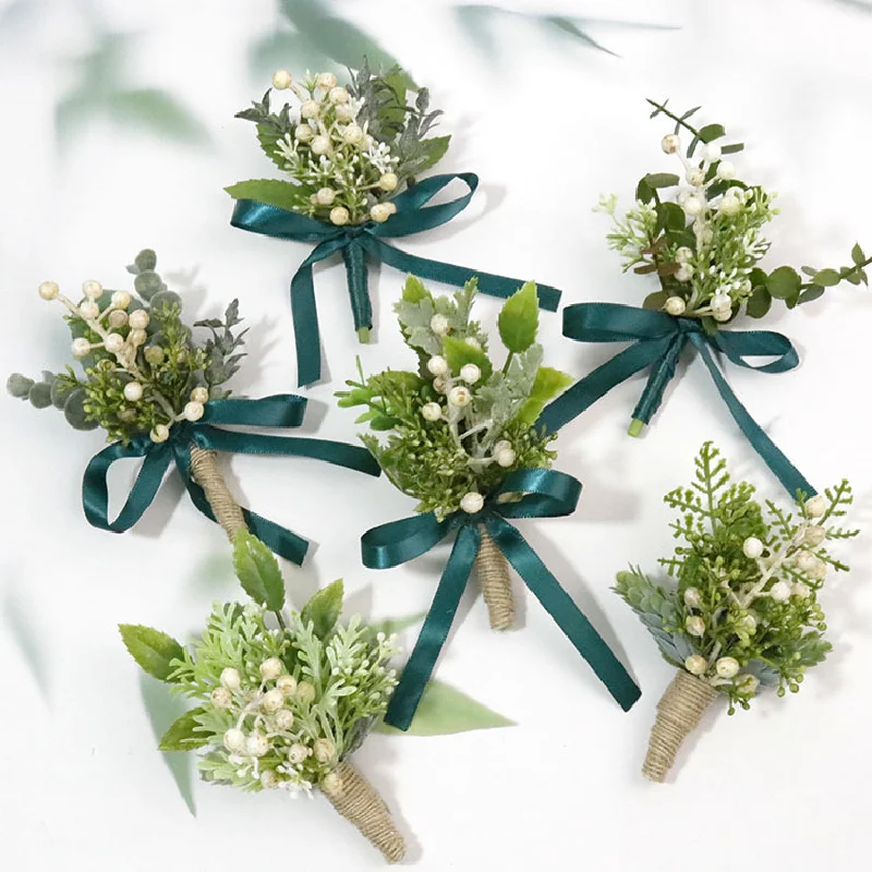 

Boutonniere And Wrist Corsag Banquet Party Business Conference Celebration Hand Flower Forest Berry Plant Simulation Flower 149