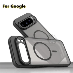 Translucent Matte Shockproof Magnetic Phone Case with Wireless Charging Compatibility - Google Pixel 8 Pro (Black)