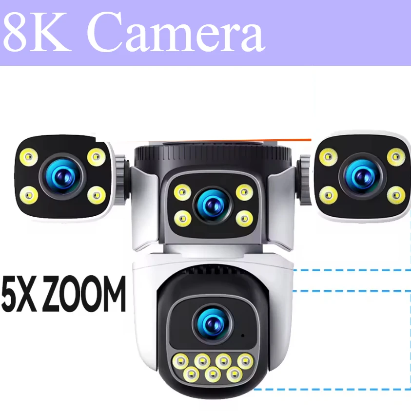 كاميرا مراقبة 10K واي فاي، PTZ، تكبير 10X