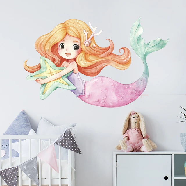 Mermaid Princess Luminous Wall Stickers Glow In The Dark Fairy Stickers For  Kids Bedroom Decor Wall Decal Light Switch Wallpaper - AliExpress