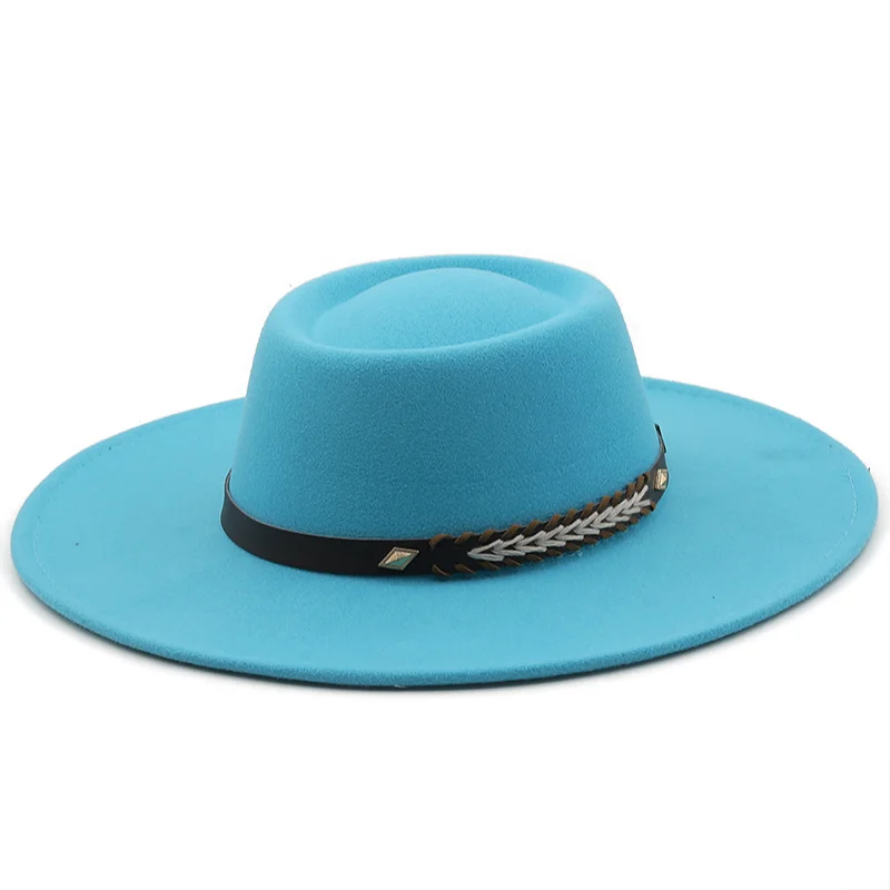 Fedora Hats for Women New 9.5cm Wide Brim Dress Men Cap Felted Hat Panama Church Wedding classic Band Men Hat Sombreros De Mujer 2