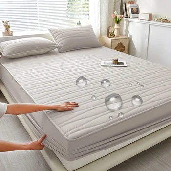 Multiple Sizes of 1pc Waterproof and Thickened Mattress Protector Single/double/king/extra-king Size Fitted Sheets 140/160/200cm