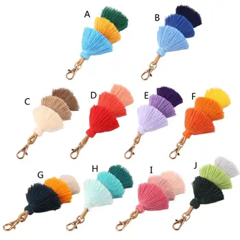 간단한 술 가방 매력 다채로운 Boho Pom Pom 열쇠 고리 열쇠 고리에 대한 보석 자동차에 대한 귀여운 열쇠 고리 배낭 지퍼
