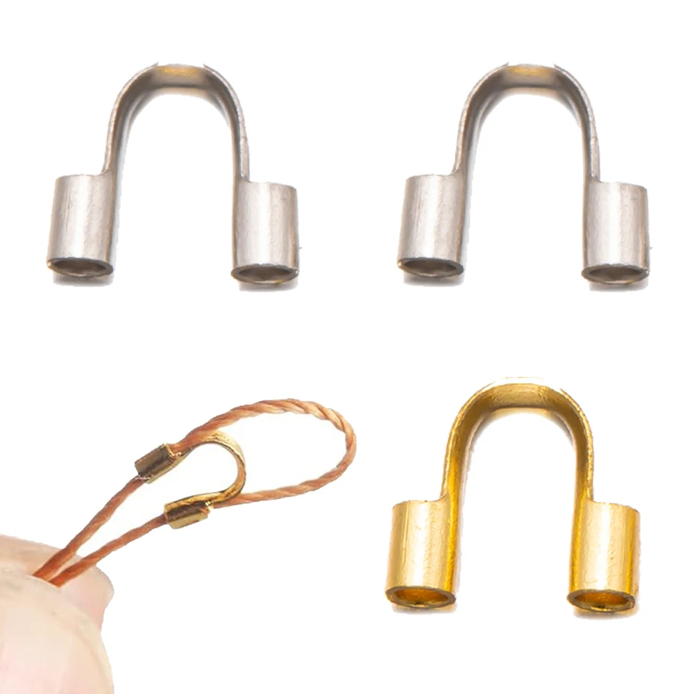 50 stücke Edelstahl Gold Farbe Draht Protektoren Schutz Wächter Protektoren Schlaufen U Form Verschlüsse Stecker Für Schmuck Machen – Detail 4