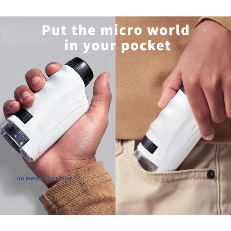 Handheld Microscope Mini Microscope Pocket Microscope 60-120x Battery Powered Handheld with LED Light Portable