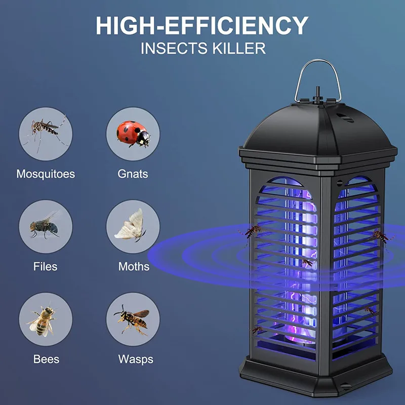Bug Zapper Outdoor Mosquito Zapper Fly for Outdoor Indoor Mosquito Killer for Home Backyard Patio Black