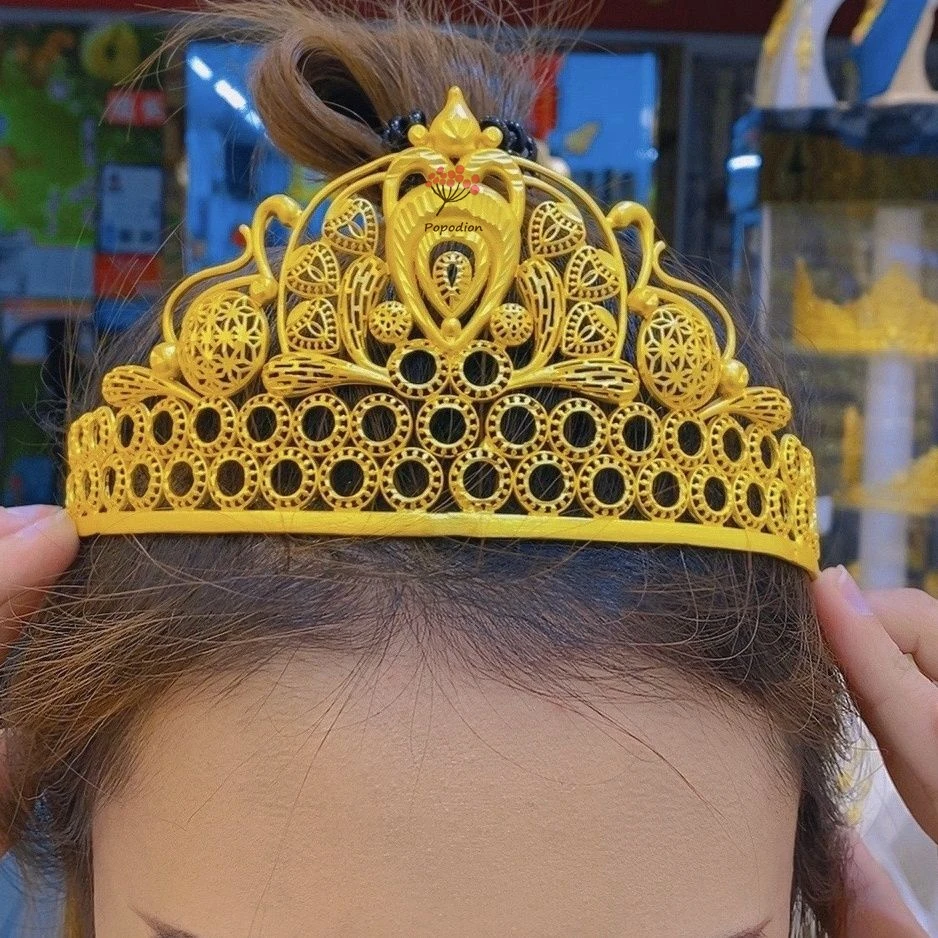 

Новинка, свадебные головные уборы из Дубая с покрытием 24-каратным золотом, аксессуары для свадьбы, ювелирные изделия Popodion DD10314