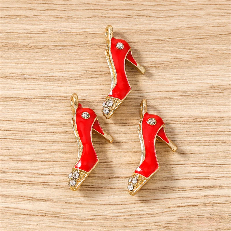 Tusember 10 Stück Niedliche Kristall-Lippen Handtaschen-Schuh-High-Heel-Anhänger für Halsketten Ohrringe Armbänder Bastelbedarf – Detail 13