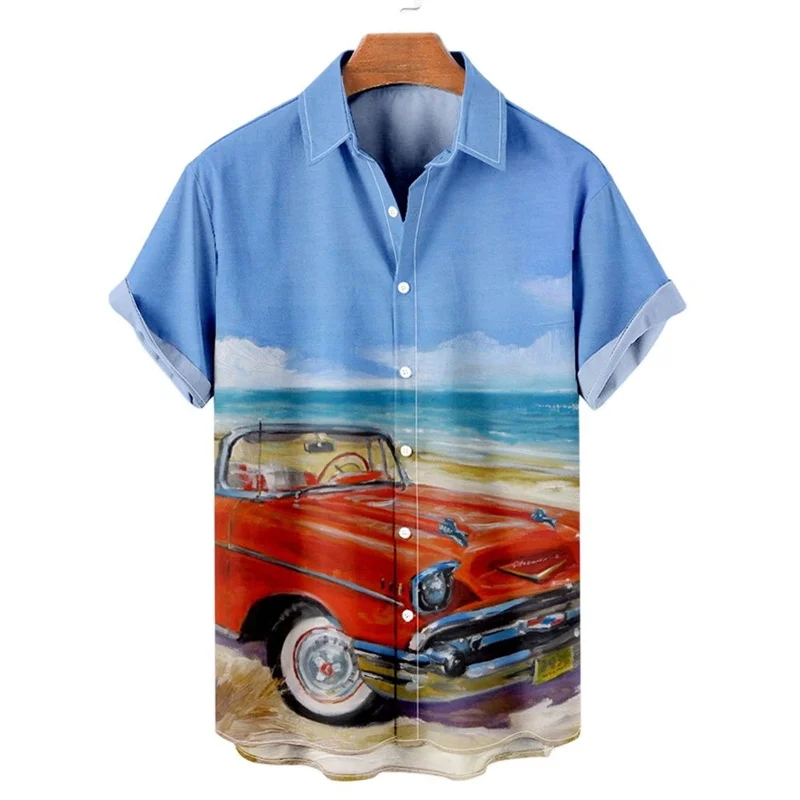 Shirts For Men 3d Vintage Fashion Violin Rocker Printed Rockabilly Hawaiian Shirt Short Sleeve Tops Outdoor Street Clothing 2