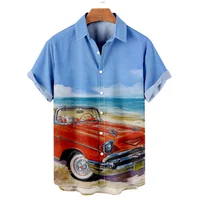 Shirts For Men 3d Vintage Fashion Violin Rocker Printed Rockabilly Hawaiian Shirt Short Sleeve Tops Outdoor Street Clothing 2