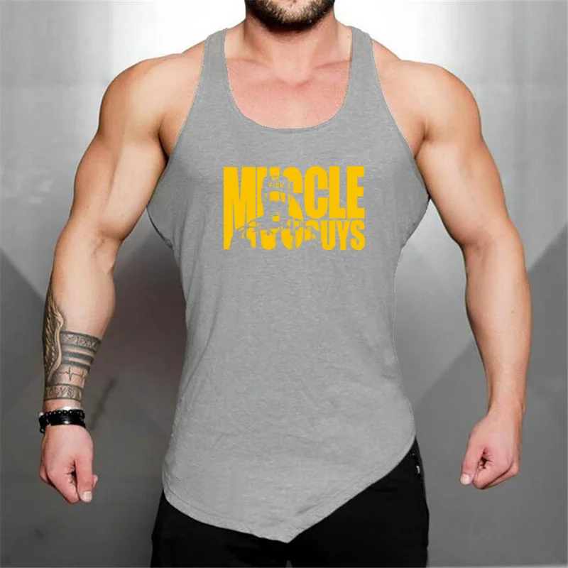 

Gym Fitness Running Sport Tank Top Man Fashion Y Back Irregular Hem Sleeveless Cotton Shirt Summer Breathable Comfortable Vest