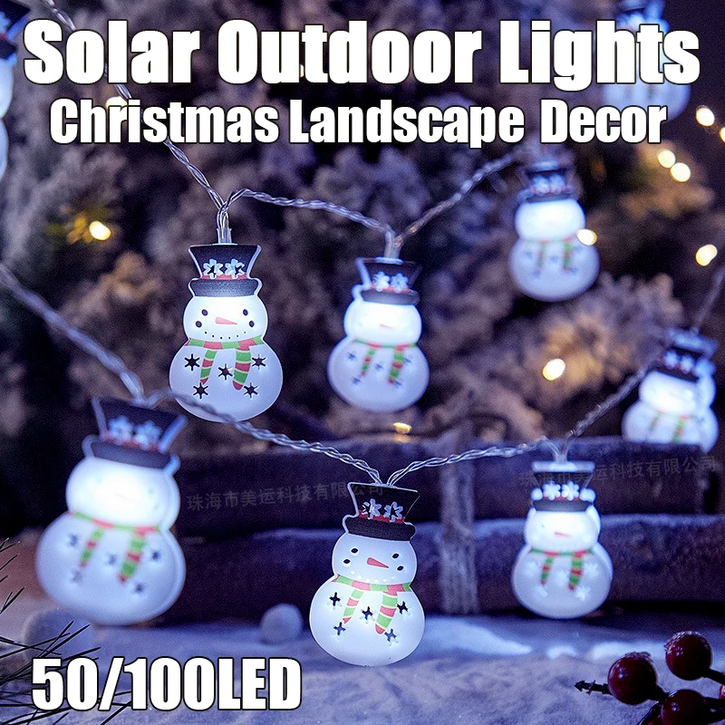 

LED Outdoors Solar Christmas Snowmans Lights Creative Flashings Elk String Lamps Holiday Scene Hangings Gardens Party Decoration