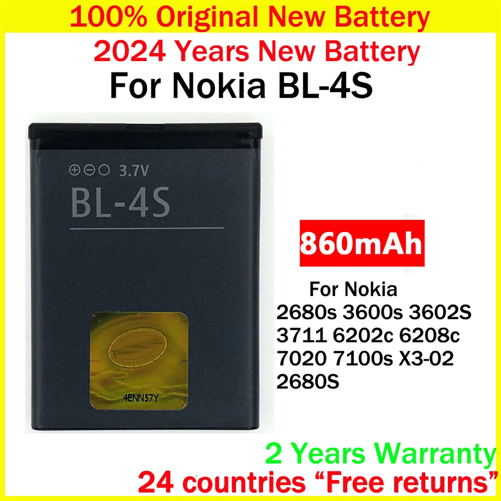Nuova Batteria Originale Bl4S Bl-4S Per Batterie Nokia 2680S 3600S 3602S 3711 6202C 6208C 7020 7100S X3-02
