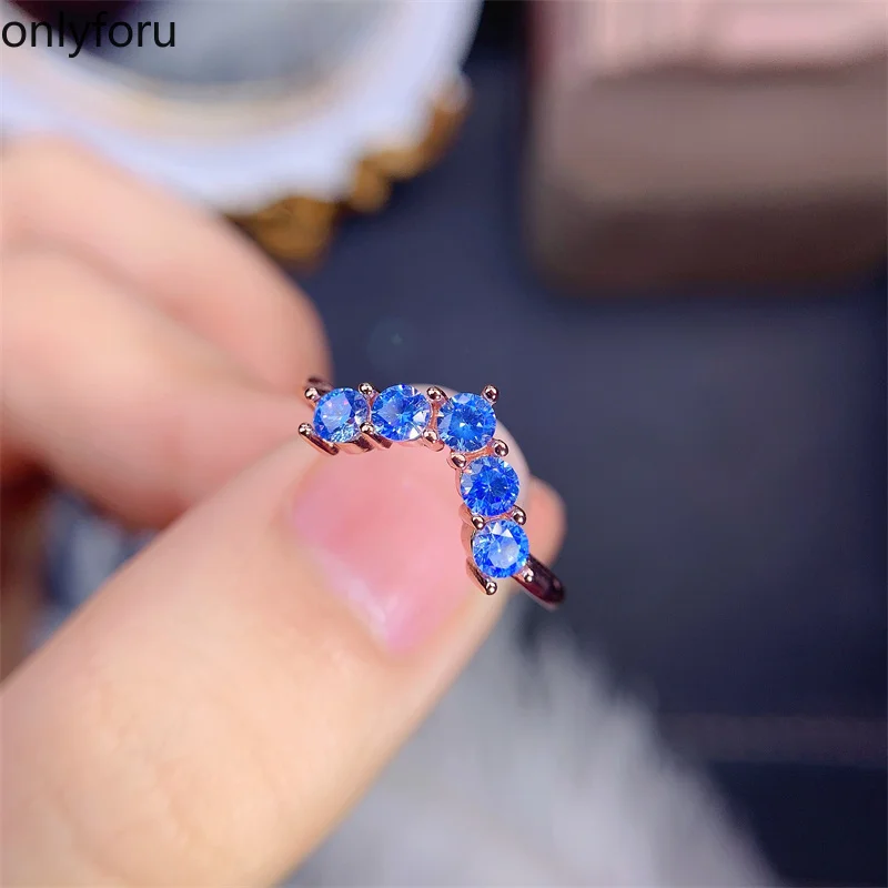 

Newest Engagement Ring for Wedding Blue Moissanite Ring for Women Jewelry Shiny Gem Real 925 Silver Festival Gift