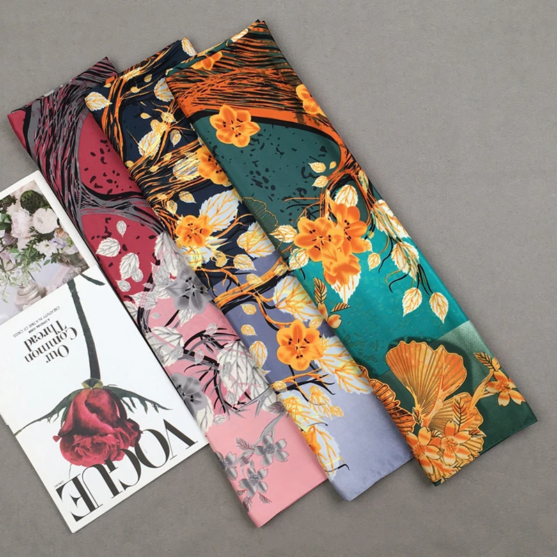 Luxury Brand 100% Twill Silk Scarf Square 130*130cm Scarf Scarves New Design Print Kerchief Women Neck Shawl Wraps Echarpe Hijab 4