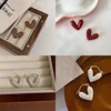 French Romantic Wine Red Enamel Heart Shaped Pendant Earrings Fashion Jewelry For Women Eardrop Accessories 4