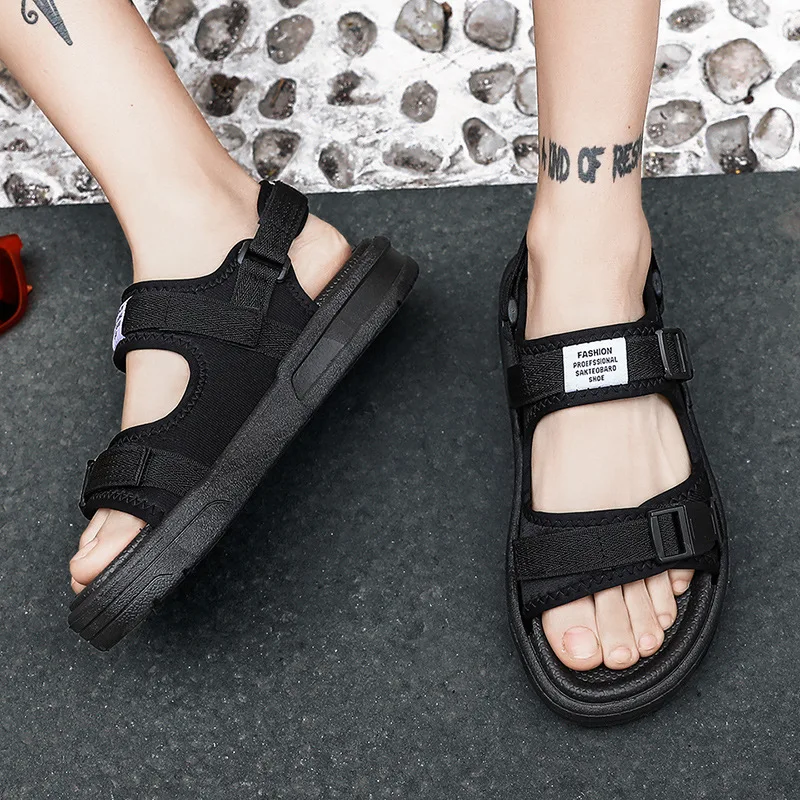 

Pofulove Mens Sandals Summer Shoes Platform Slippers Fashion Designer Beach Sandals Black Male Shoes Zapatos