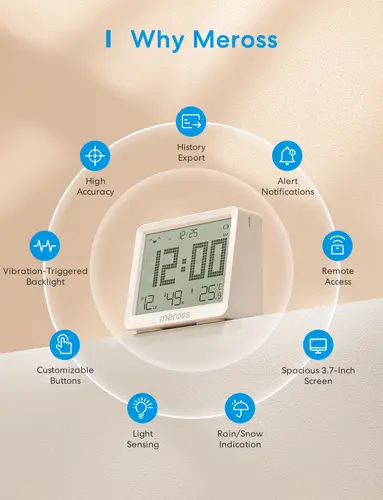 Meross Matter Temperature Humidity Sensor MS130 Hygrometer Thermometer Smart Home Backlight Smart Life Support Alexa - Image 3
