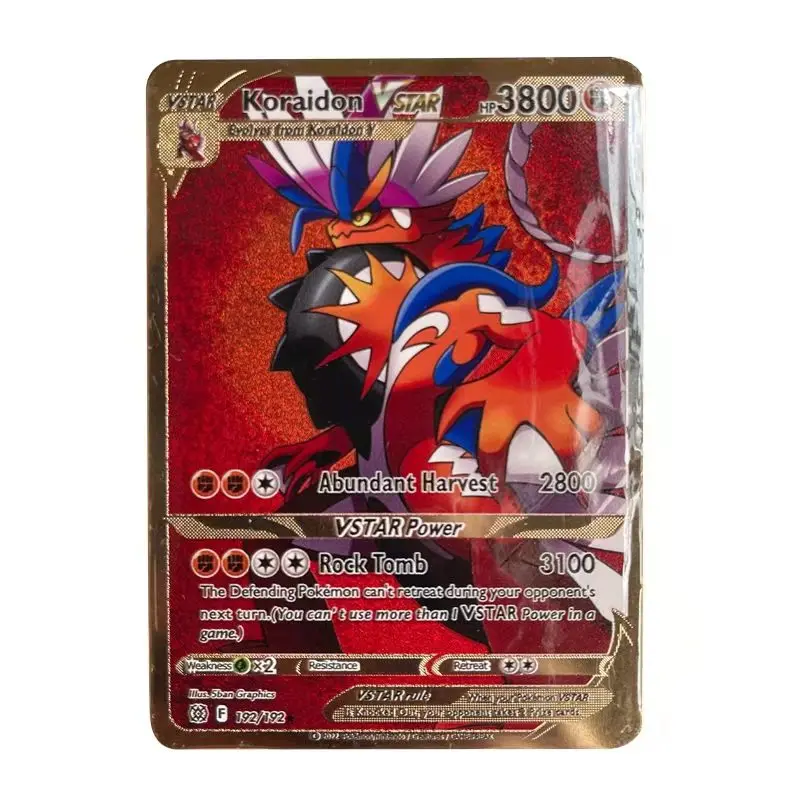 New Pokemon Metal Card Greninja Miraidon Rayquaza Vstar 3800 HP Pokemon Golden English Iron Cards Kid Gift Game Collection Cards