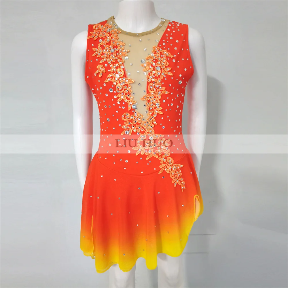 LIUHUO Ice Figure Skating Dress Girls Women Teens Stretchy Spandex Competition Wholesale 2 4 - View #14