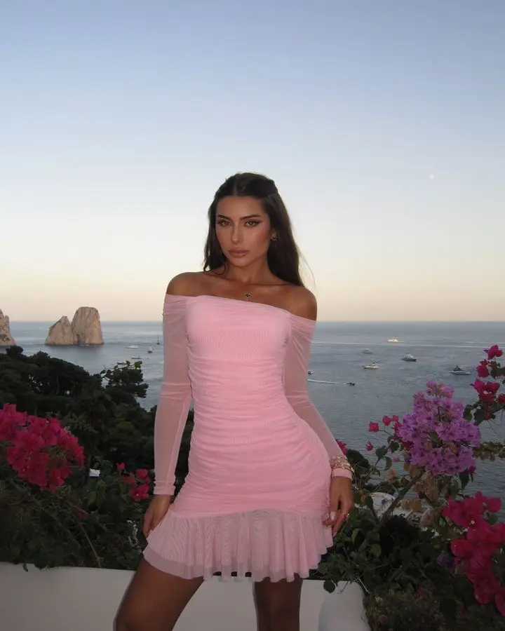 Elegant One Shoulder Double Layer High Elasticity Tight Dress For Women Bodycon Fall Female Party Evening Dress