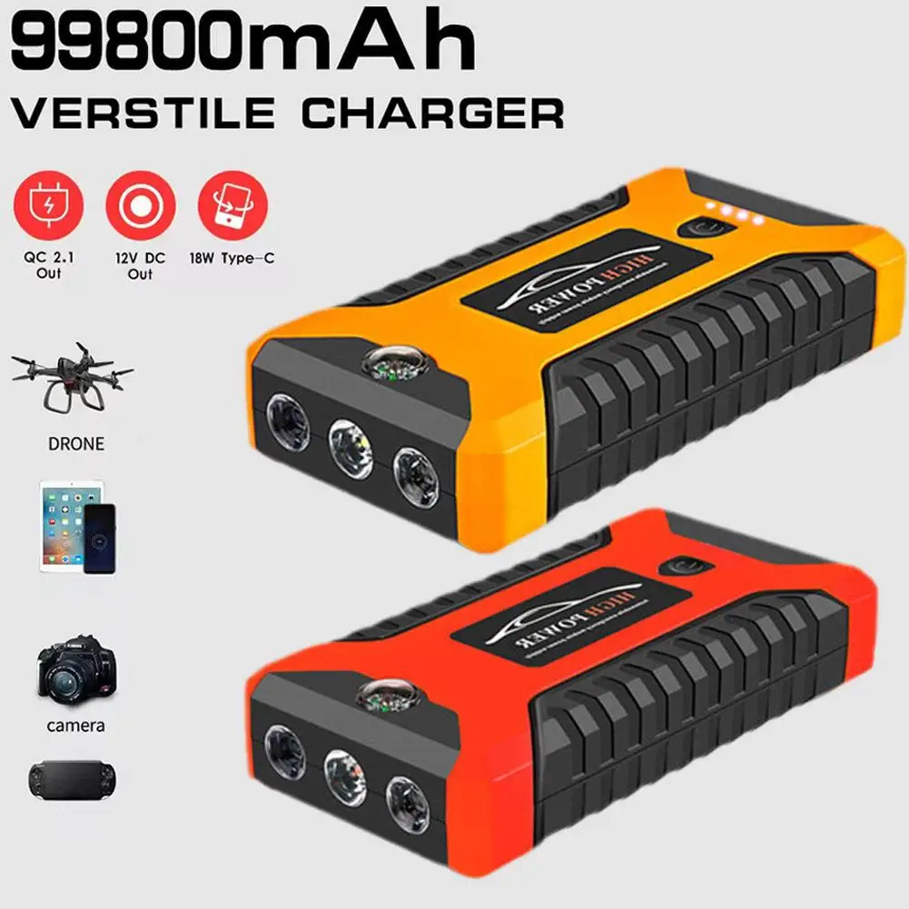 자동차 배터리 점프 스타터, 휴대용 자동차 배터리 부스터 충전기 부스터, 보조배터리 시동 장치, 12V 가솔린 차량, 20000mAh 8 자동차 점프 스타터, 자동차 휴대용 배터리 스타터, 보조배터리 자동차 타이어 압축기, 타이어 팽창기 B1b6 용 전기 장치, 99800mah