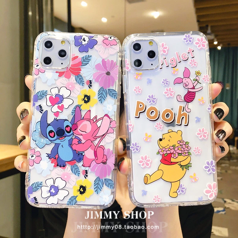 Disney Stitch Pooh Bear Phone Case For Iphone 7plus 8plus Xs Max Xr Cartoon Cover For Iphone 13 12 11 13mini 12mini Soft Shells Aliexpress