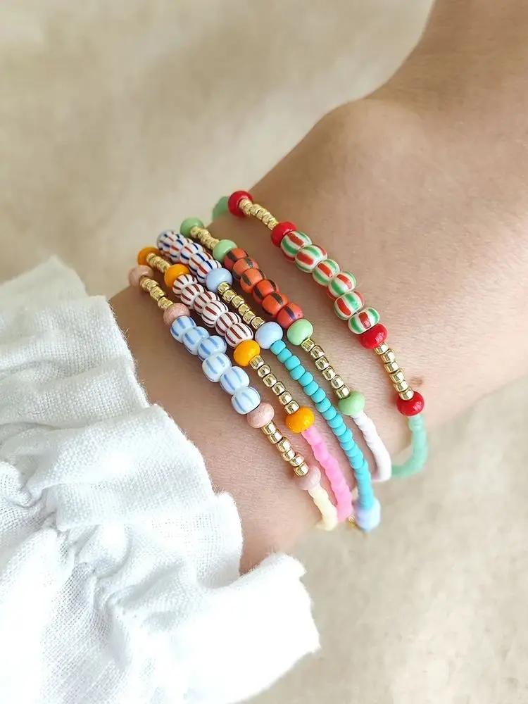 KKBEAD Miyuki-Perlenarmband, stapelbar, zarter Schmuck für Frauen, Y2K, minimalistische Boho-zierliche Perlenarmbänder, Geschenke für Sie – Detail 2