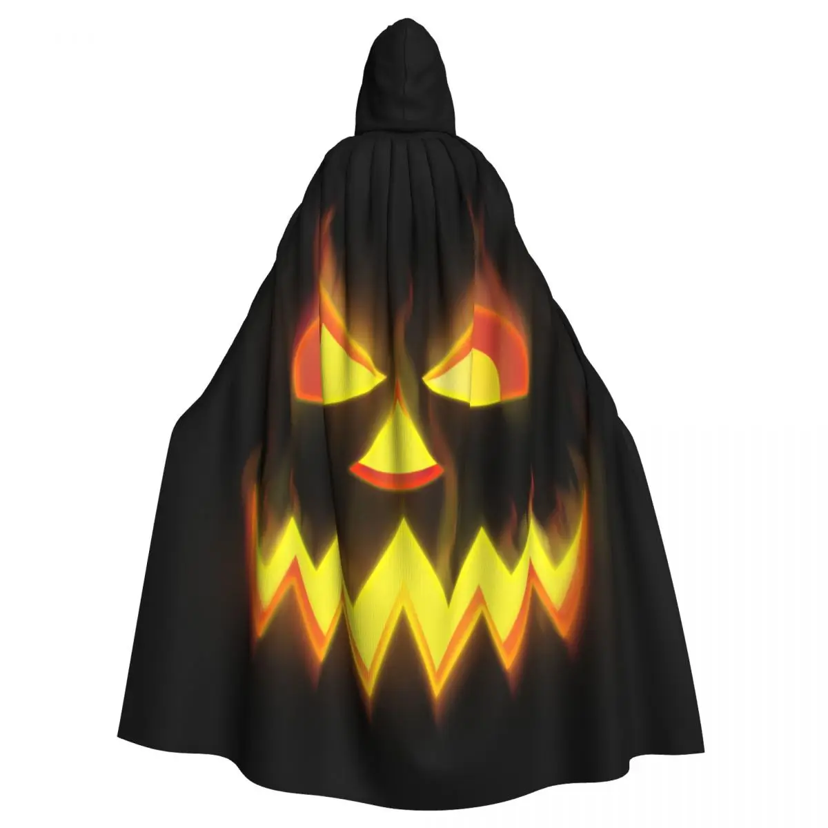 

Long Cape Cloak Pumpkin Devil Fire Face Hooded Cloak Coat Autumn Hoodies