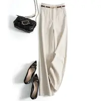 CGC Korean Fashion High Waist Loose Wide Leg Pants Women Woolen Trousers Simple Solid Straight Baggy Pants Casual Jogging Pants - Image 3