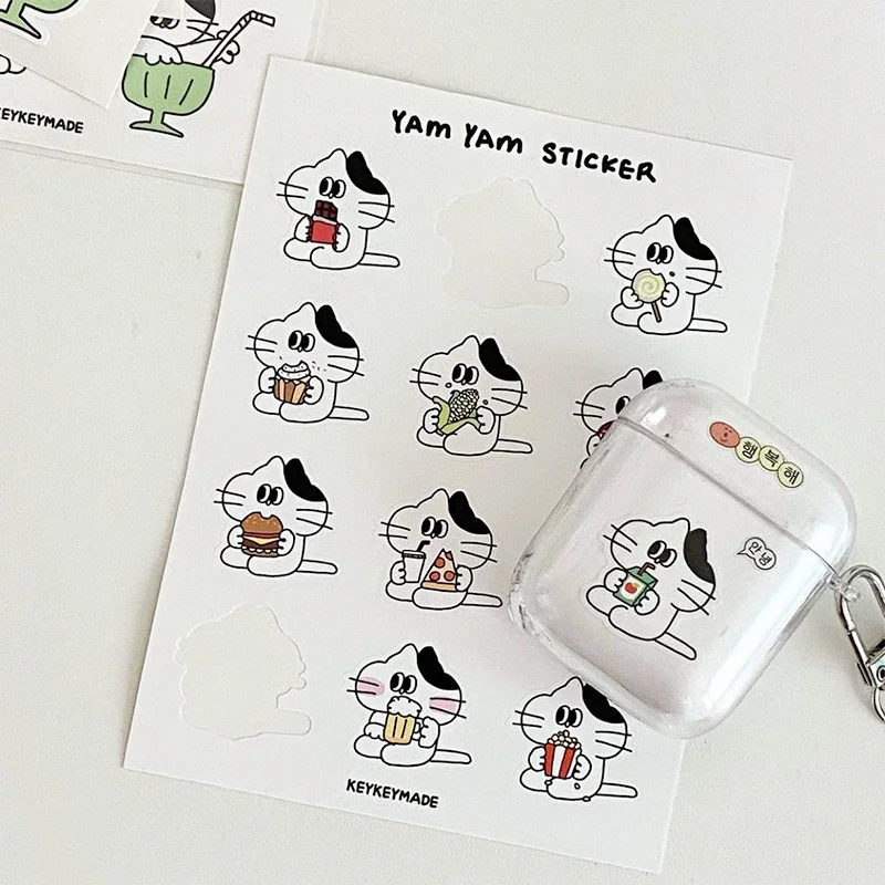 Ins Cartoon Cat Cute Stickers Scrapbooking Stationery Mobile Phone Cover Diy Decorative Sticker Sealing Labels Waterproof PVC